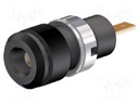Socket; 2mm banana; 10A; 28mm; black; Mounting: soldered,on panel