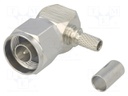 Plug; N; male; angled 90°; 50Ω; CNT-240,CNT-240-FLEX; for cable
