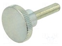 Knob; Ø: 16mm; Ext.thread: M4; 16mm; H: 9.5mm; steel; knurled