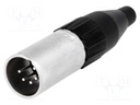 Plug; XLR; male; PIN: 5; straight; for cable; soldering; 133V; 7.5A