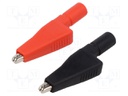 Crocodile clip; 10A; black,red; Grip capac: max.7.9mm; L: 56mm