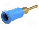 Socket; 4mm banana; 25A; 30VAC; 60VDC; blue; gold-plated; on panel