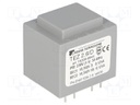 Transformer: encapsulated; 2.5VA; 230VAC; 10.5V; 10.5V; 119mA; IP00