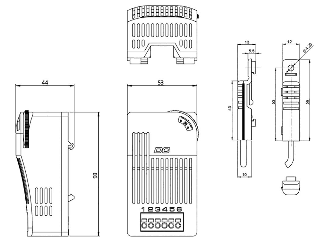 Sensor: hygrostat; Contacts: NO; 11A; Connection: screw terminals