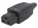 Connector: AC supply; plug; female; 16A; 250VAC; IEC 60320