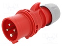 Connector: AC supply 3-phase; plug; male; 16A; 400VAC; IEC 60309