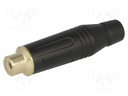 Plug; RCA; female; straight; soldering; black; gold-plated; 3÷7mm