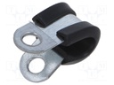 Fixing clamp; ØBundle : 9mm; W: 15mm; steel; Cover material: EPDM