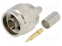 Plug; N; male; straight; 50Ω; H155; crimped; for cable; teflon