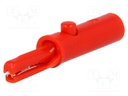Crocodile clip; 3A; 60VDC; red; Grip capac: max.6mm