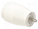Connector: 4mm banana; socket; 25A; white; nickel plated; 26mm