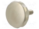 Knob; Ø: 60mm; M12; 25mm; H: 64mm; stainless steel; with stud bolt
