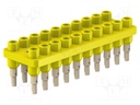 Socket strip; 70VDC; 33VAC; 10A; yellow; Material: brass; 12mm