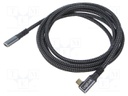 Cable; USB 3.2 Gen 2; USB C socket,USB C angled plug; 2m; black