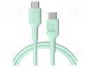 Cable; USB C plug,both sides; 1.2m; green; PVC; 480bps; 100W