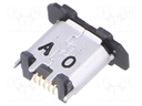 Socket; USB B micro; UX; on PCBs; SMT,THT; PIN: 5; vertical; USB 2.0