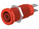 Socket; 4mm banana; 37mm; red; nickel plated; screw,panel; 20A; 1kV