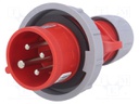 Connector: AC supply 3-phase; plug; male; 16A; 400VAC; IEC 60309