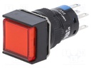 Switch: push-button; Pos: 2; 5A/250VAC; ON-ON; red; IP65; 18x18mm