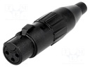 Plug; XLR; female; PIN: 3; straight; for cable; soldering; tinned