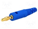Plug; 4mm banana; 32A; 60VDC; blue; with transversal socket