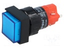 Switch: push-button; Pos: 2; SPDT; 3A/250VAC; 2A/24VDC; blue; blue