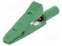 Crocodile clip; 15A; 60VDC; green; Grip capac: max.4mm