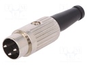 Plug; DIN; male; PIN: 3; Layout: 180°; straight; for cable; soldering