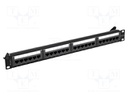 Patch panel; black; Number of ports: 24; Cat: 6a; RJ45 socket x24