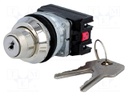 Switch: rotary with key; Stabl.pos: 2; NC + NO; 30mm; silver; IP56
