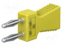 Connector: 2mm banana; stackable safety shunt; 10A; yellow; 60VDC