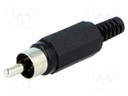 Plug; RCA; male; with strain relief; straight; soldering
