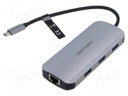 Hub USB; USB 3.0; grey; Number of ports: 6; 0.15m; Colour: black