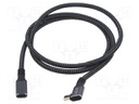 Cable; USB 3.2 Gen 2; USB C socket,USB C angled plug; 1m; black