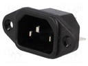 Connector: AC supply; socket; male; 10A; 250VAC; IEC 60320; C14 (E)