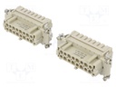 Connector: HDC; contact insert; female; DE; PIN: 32; 32+PE; 16A; 500V