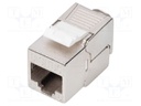 RJ45 module; Keystone; silver; Cat: 6; on cable; RJ45 socket; 8p8c