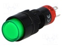 Switch: push-button; Pos: 2; SPDT; 0.5A/250VAC; 1A/24VDC; green