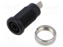 Socket; 4mm banana; 36A; 1kV; black; nickel plated; on panel,screw