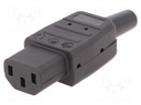 Connector: AC supply; plug; female; 10A; 250VAC; IEC 60320; C13 (F)