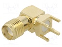 Connector: SMA; socket; female; angled 90°; 50Ω; THT; PTFE