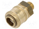Quick connection coupling EURO; Mat: brass; Ext.thread: 1/4"