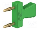 Connector: stackable safety shunt; 2mm banana; green; 10A; 30.4mm