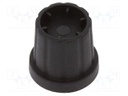 Knob; with flange; plastic; Shaft d: 6.35mm; Ø16.5x19.2mm; black