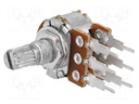 Potentiometer: shaft; single turn; 500kΩ; 63mW; ±20%; THT; 6mm
