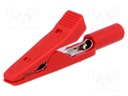 Crocodile clip; 15A; 60VDC; red; Grip capac: max.4mm