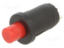 Pushbutton Switch, 8 mm, SPST-NO, Off-(On), Round, Red