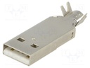 Plug; USB A; for cable; soldered; PIN: 4; straight; USB 2.0; 1A; 30V