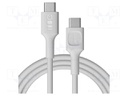 Cable; USB C plug,both sides; 2m; white; PVC; 480bps; 100W