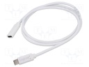 Cable; High Speed,USB 2.0; USB C socket,USB C plug; 1m; white